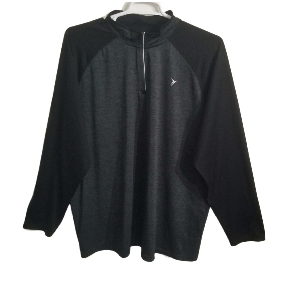 Old Navy Men Big/Tall Activewear Quarter Zip Sporty Pullover Black/Charcoal 3XLT